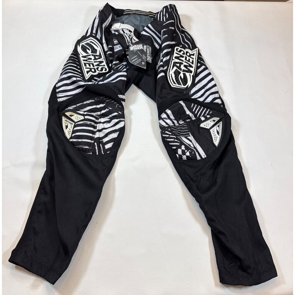 NWT Answer Racing Syncron Mens Pants Adult Size 30 Black/White Durable (jj239)